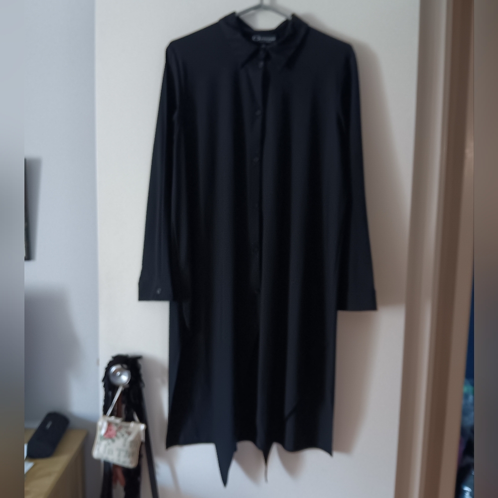 COMFY USA Black Stretch Jersey Shirt Dress L